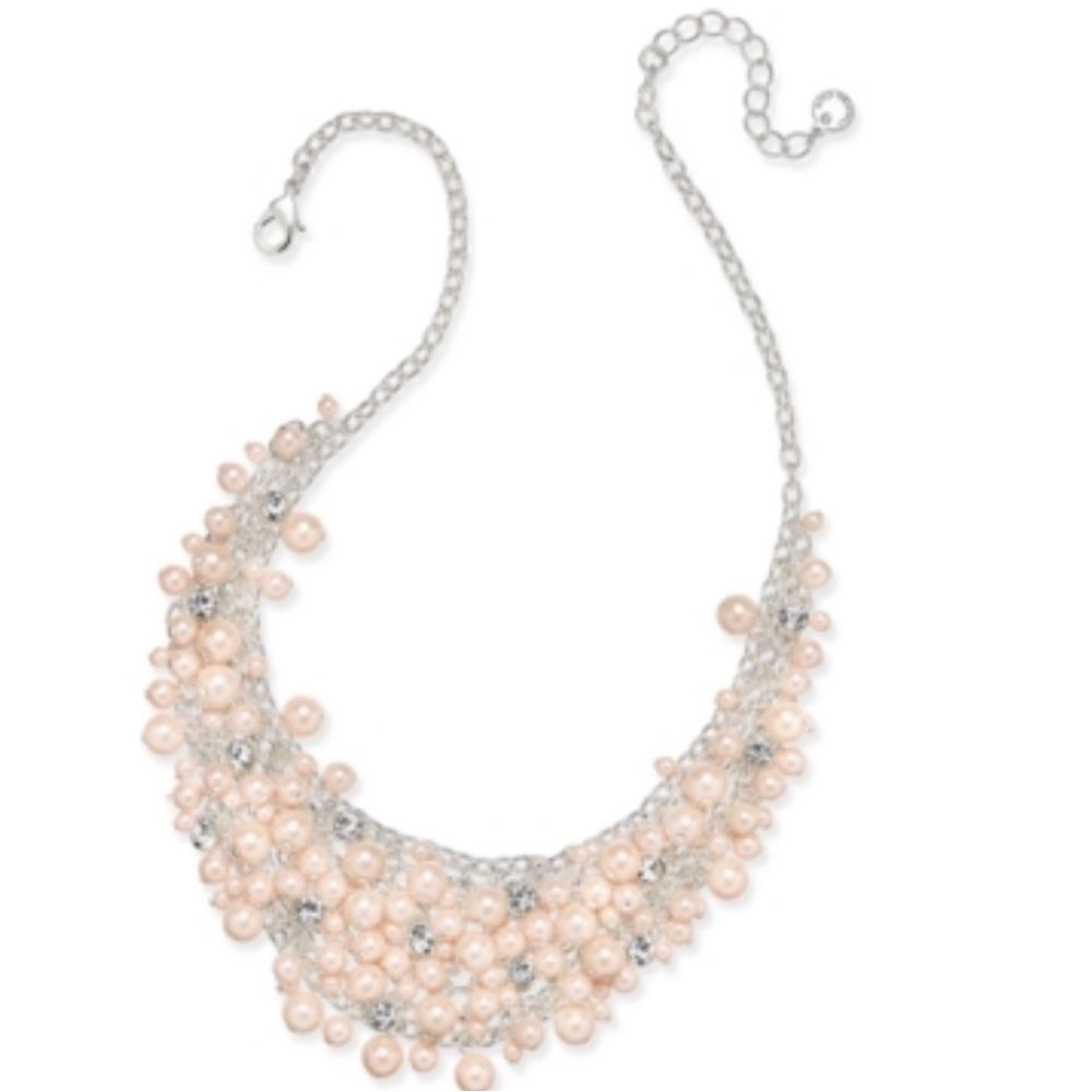 NWT Charter Club 16" Glass Pearl Cluster Bib Necklace